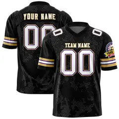 Black White-Old Gold Graffiti Line Authentic Football Jersey 1