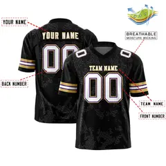 Black White-Old Gold Graffiti Line Authentic Football Jersey 2