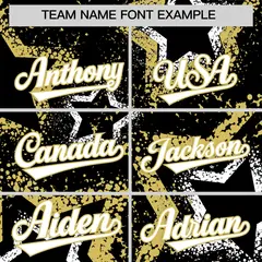 Black White Old Gold Graffiti Star Ink Baseball Jersey 3