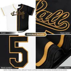 Black White-Old Gold Split Fashion Baseball Jersey 5