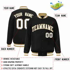 Black White-Old Gold Varsity Full-Snap Letterman Jacket 2