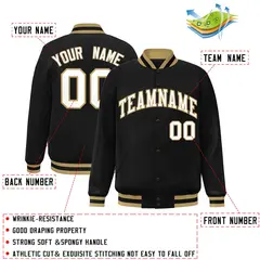 Black White-Old Gold Varsity Full-Snap Letterman Jacket 2