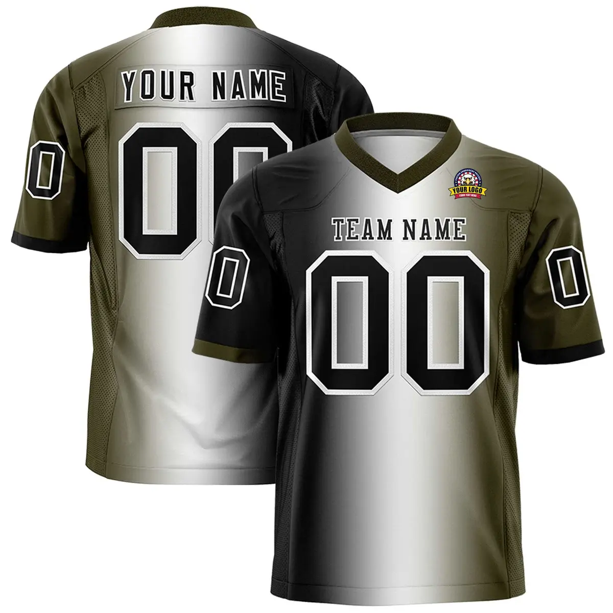 Black White-Olive Gradient Fashion Authentic Football Jersey
