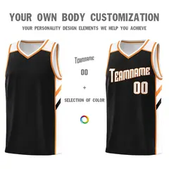 Black White-Orange Basketball Jersey 3