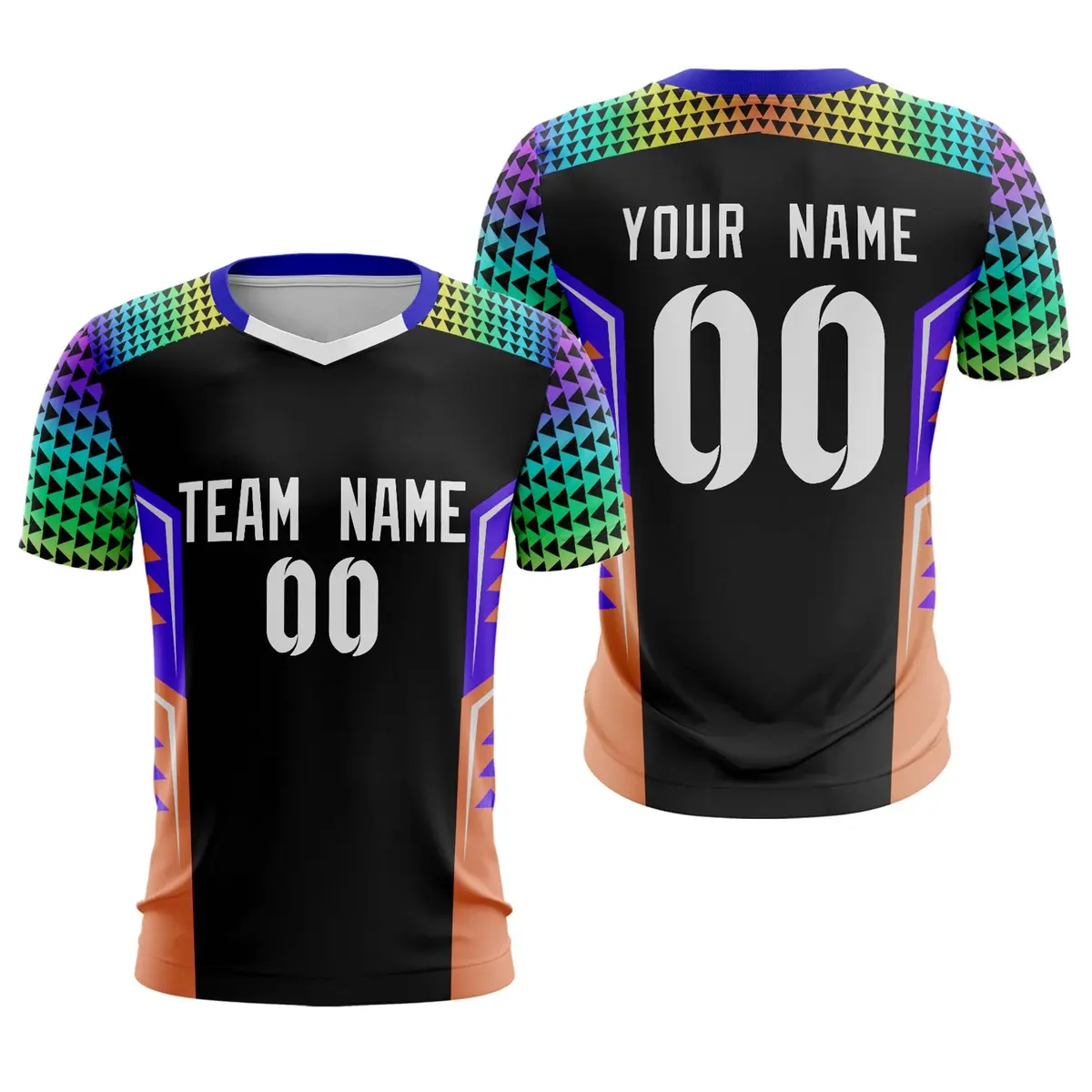 Black White Orange Breathable Sport Soccer Jersey