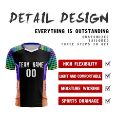 Black White Orange Breathable Sport Soccer Jersey 2