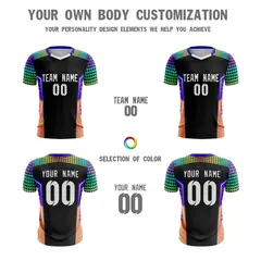 Black White Orange Breathable Sport Soccer Jersey 5