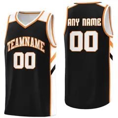 Black White-Orange Classic Athletic Basketball Jersey