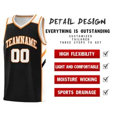 Men's Black White-Orange Classic Athletic Basketball Jersey 4