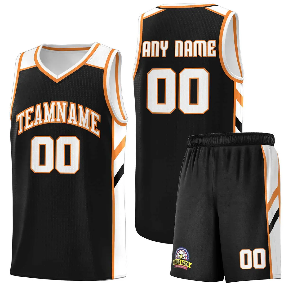 Black White-Orange Classic Basketball Jersey Set