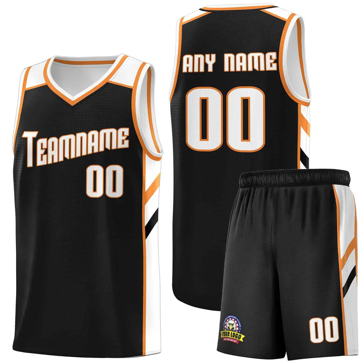 Black White-Orange Classic Basketball Jersey Set