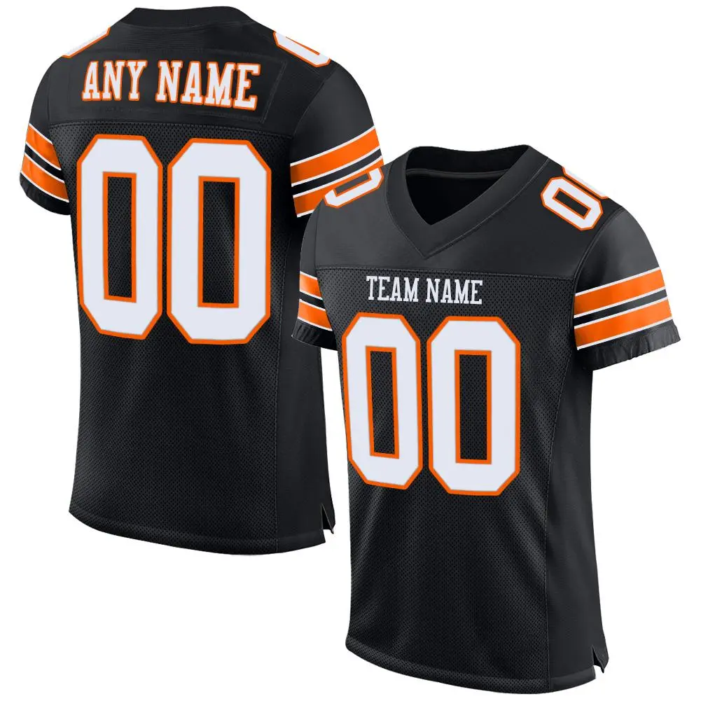 Black White-Orange Classic Mesh Authentic Football Jersey