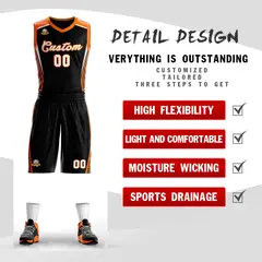 Black White-Orange Classic Mesh Basketball Jersey 2