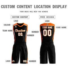 Black White-Orange Classic Mesh Basketball Jersey 3
