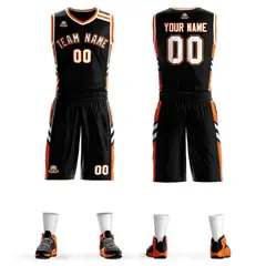 Black White Orange Classic Mesh Basketball Jersey Sets