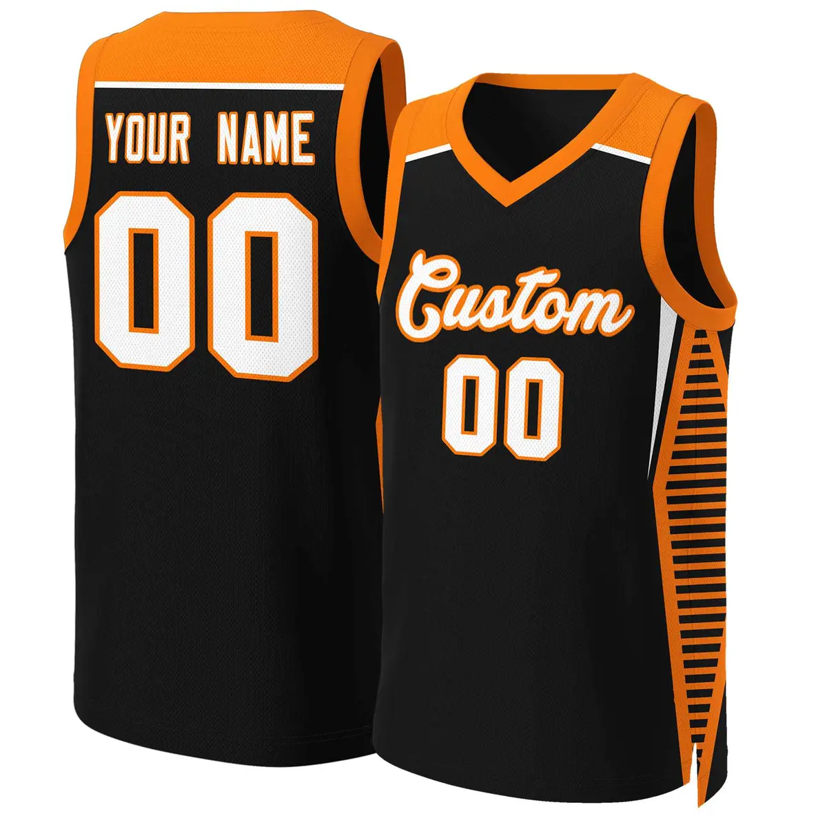 Black White-Orange Classic Mesh Basketball Jersey Tops
