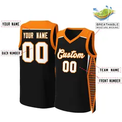Black White-Orange Classic Mesh Basketball Jersey Tops 2