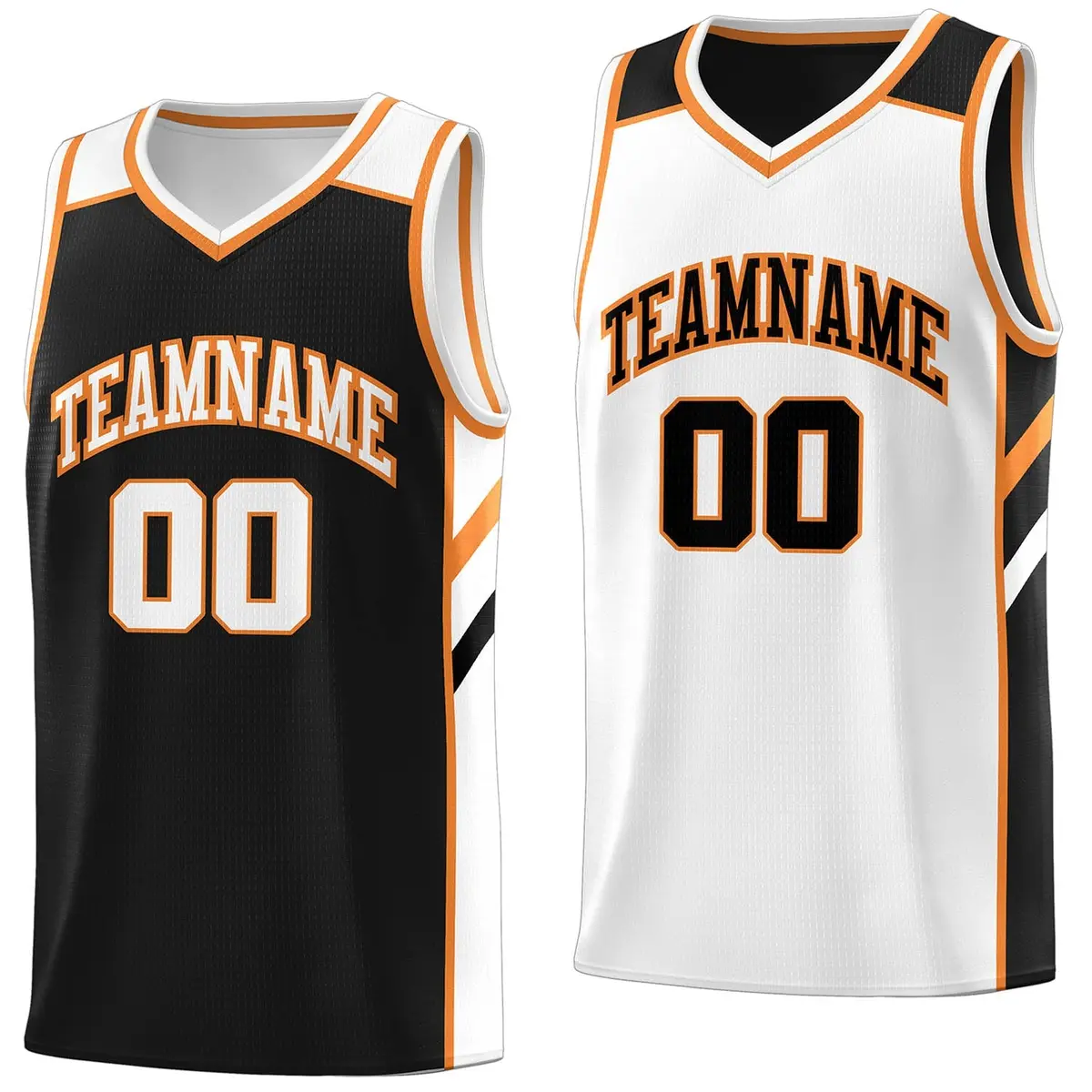 Black White-Orange Double Side Basketball Jersey