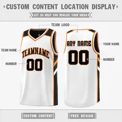 Black White-Orange Double Side Basketball Jersey 3