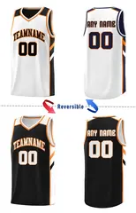 Black White-Orange Double Side Basketball Jersey 4
