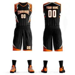 Black White-Orange Graffiti Angular Element Basketball Jersey