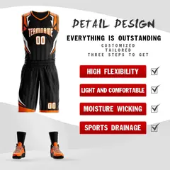 Black White-Orange Graffiti Angular Element Basketball Jersey 2
