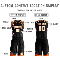 Black White-Orange Graffiti Angular Element Basketball Jersey 3