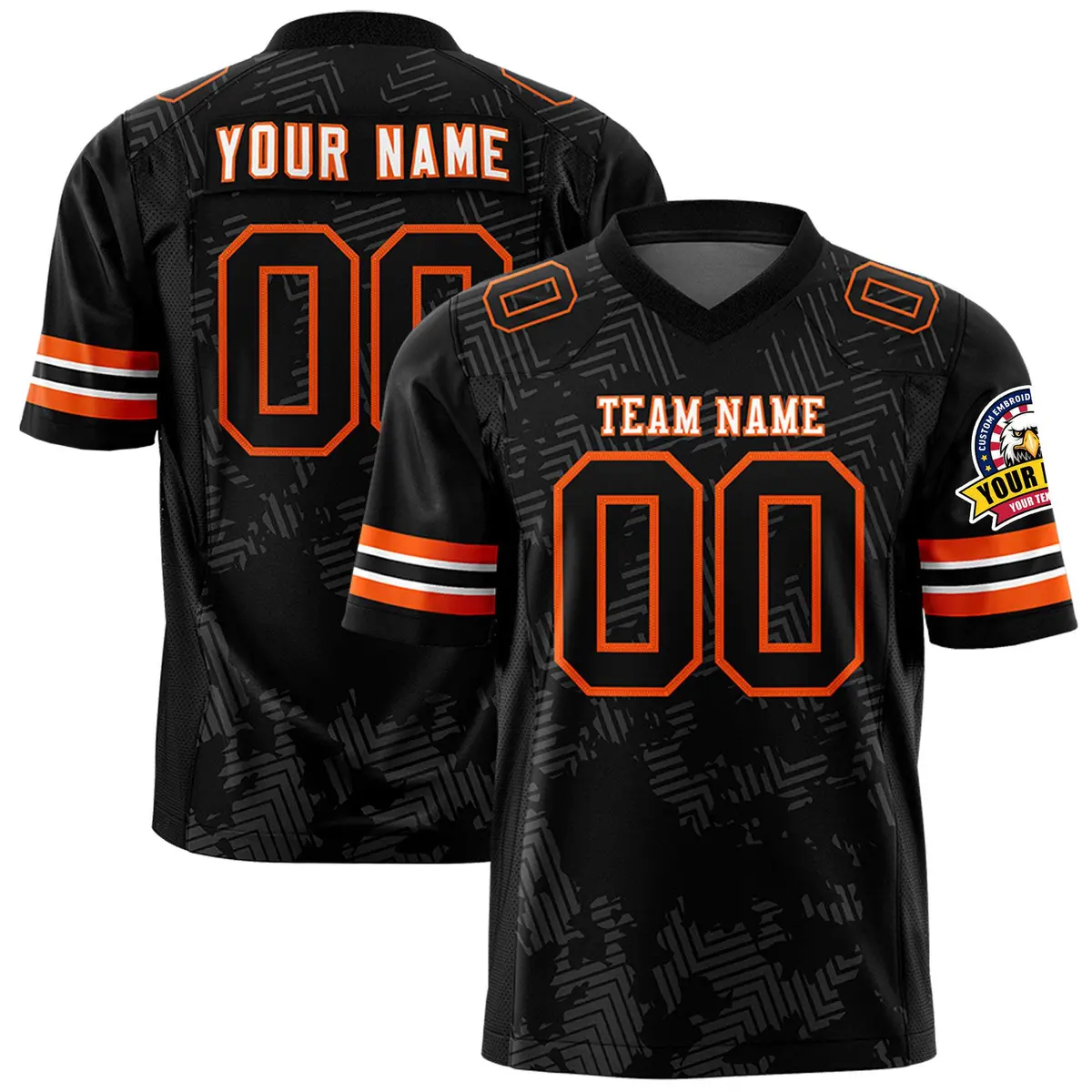 Black White-Orange Graffiti Line Authentic Football Jersey