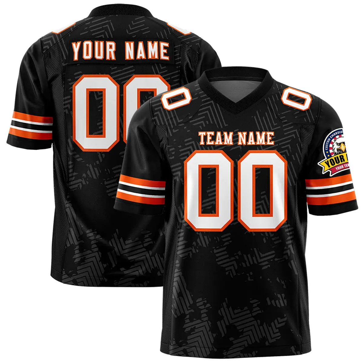 Black White-Orange Graffiti Line Authentic Football Jersey