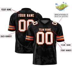 Black White-Orange Graffiti Line Authentic Football Jersey 2