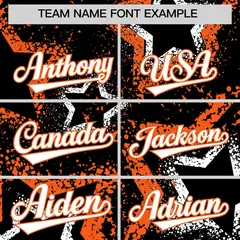 Black White Orange Graffiti Star Ink Texture Baseball Jersey 3