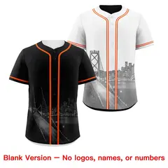 Black White Orange Reversible City Graffiti Baseball Jersey 8