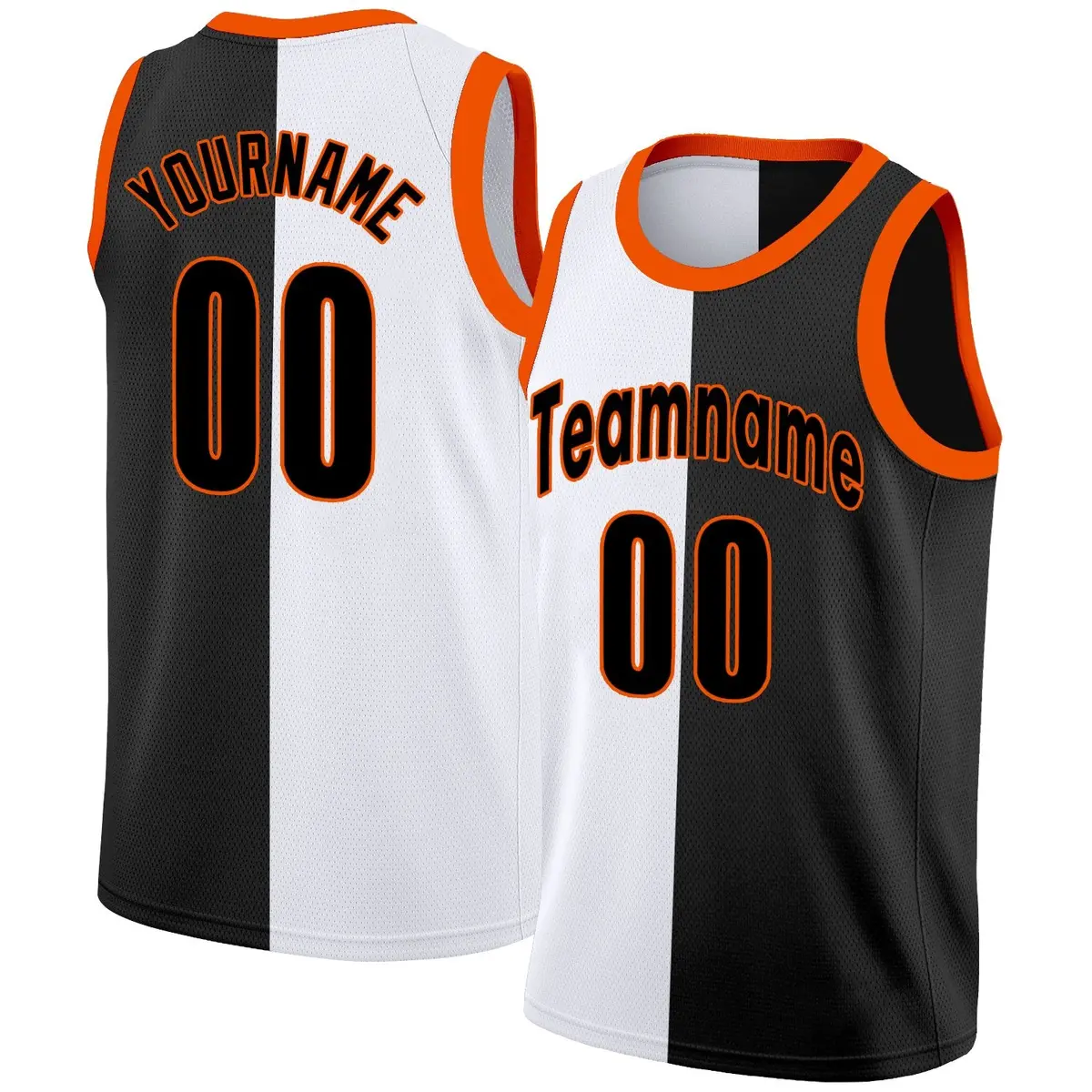 Black White-Orange Split Fashion Basketball Jersey