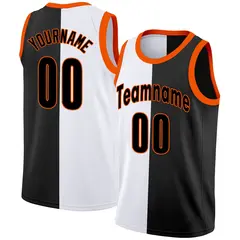 Black White-Orange Split Fashion Basketball Jersey