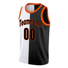 Black White-Orange Split Fashion Basketball Jersey 3
