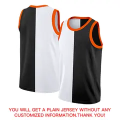 Black White-Orange Split Fashion Basketball Jersey 4