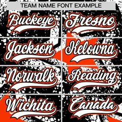 Black White Orange Star Graffiti Baseball Jersey 7