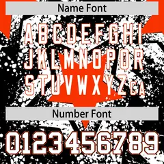 Black White Orange Star Graffiti Baseball Jersey 8