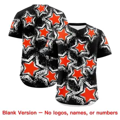 Black White Orange Star Graffiti Baseball Jersey 9