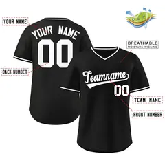 Black White Outdoor Pullover Softball Jersey 2