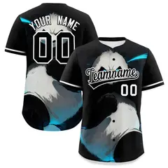 Black White Panda Graffiti Animal Series Baseball Jersey