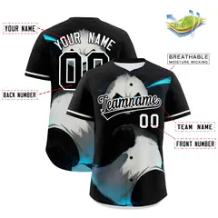 Black White Panda Graffiti Animal Series Baseball Jersey 2