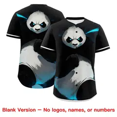 Black White Panda Graffiti Animal Series Baseball Jersey 7