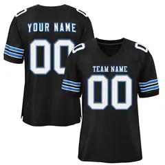 Black White-Panther Blue Classic Style Mesh Football Jersey 1
