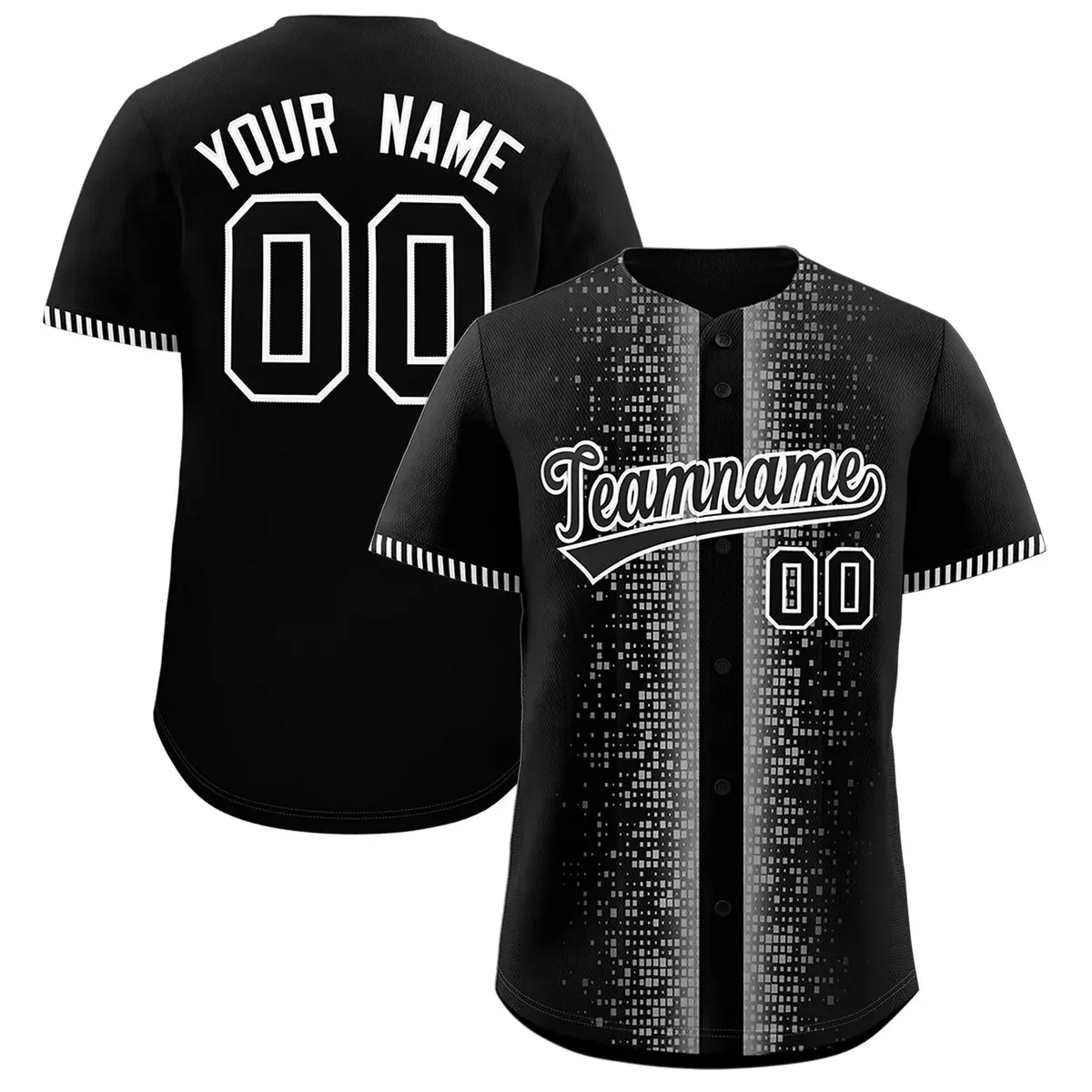 Black White Phonetic Rhythm Authentic Baseball Jersey