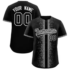 Black White Phonetic Rhythm Authentic Baseball Jersey