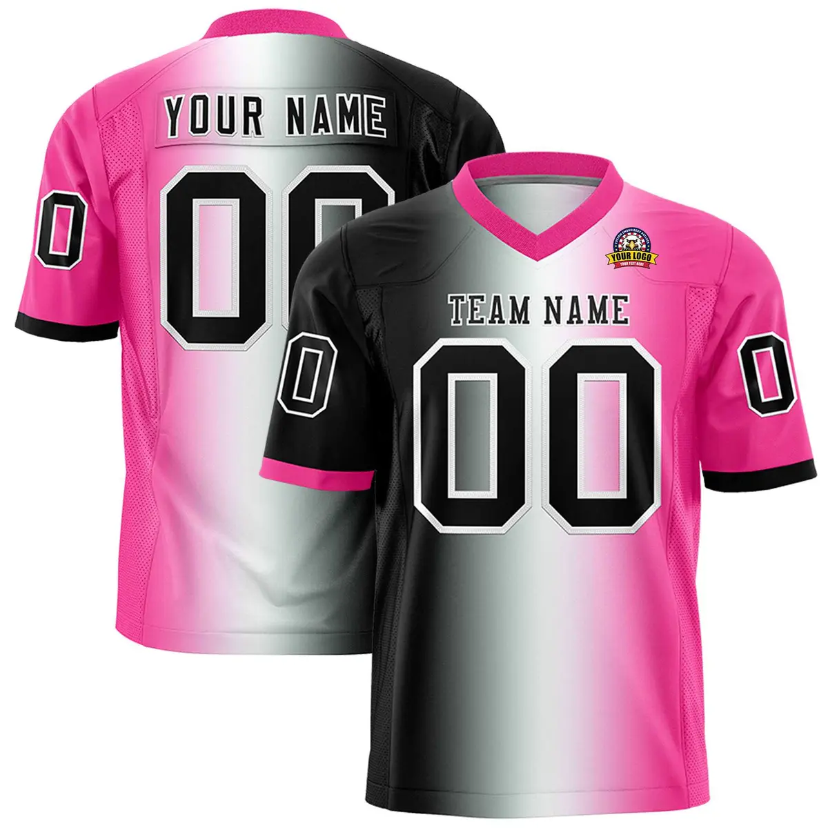 Black White-Pink Gradient Fashion Authentic Football Jersey