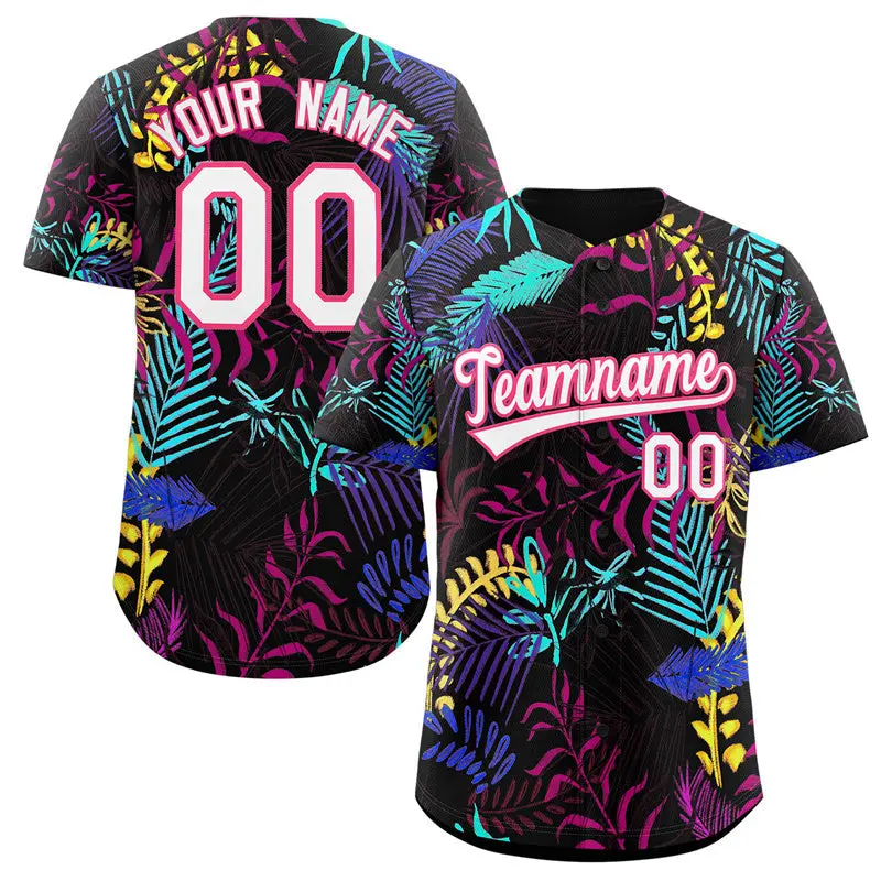 Black White-Pink Graffiti Pattern Baseball Jersey