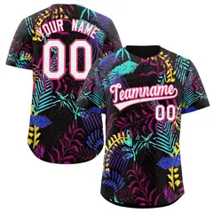 Black White-Pink Graffiti Pattern Baseball Jersey