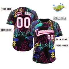 Black White-Pink Graffiti Pattern Baseball Jersey 2